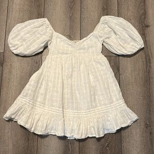 Mable babydoll white puff sleeve mini dress small
